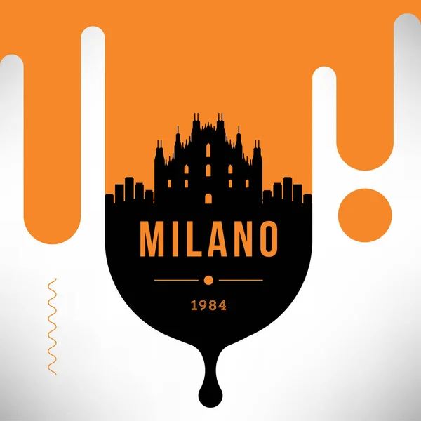 Lineaire Skyline Van Minimale Stad Met Typografisch Ontwerp Milano — Stockvector