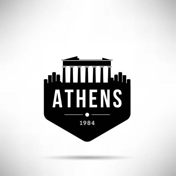Minimale Stadt Lineare Skyline Mit Typografischem Design Athen — Stockvektor