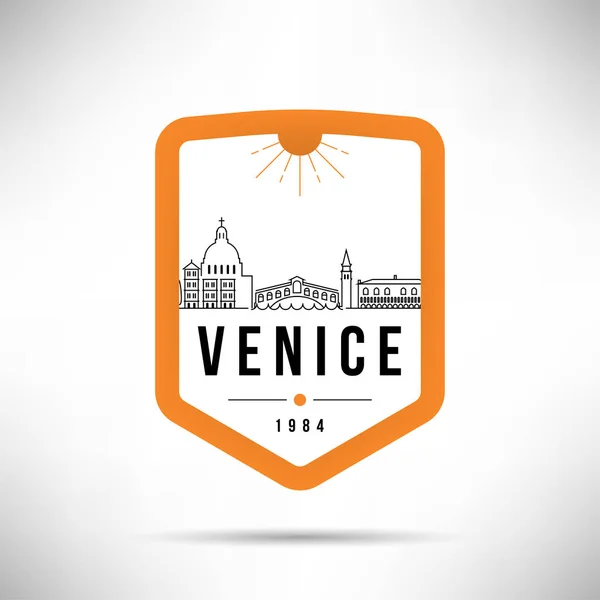 Ciudad Minimalista Horizonte Lineal Con Diseño Tipográfico Venecia — Archivo Imágenes Vectoriales