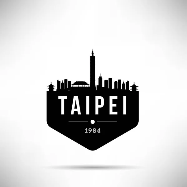 Skyline Linear Cidade Mínima Com Design Tipográfico Taipei — Vetor de Stock