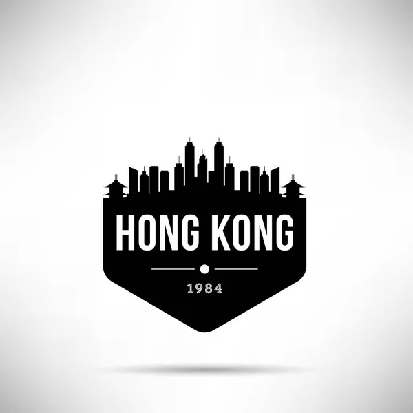 Minimal Linjär Stadssilhuetten Med Typografisk Design Hong Kong — Stock vektor