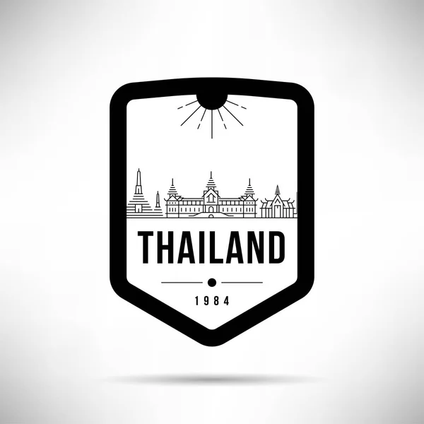 Minimal City Linear Skyline Typographic Design Thailand — Stock Vector