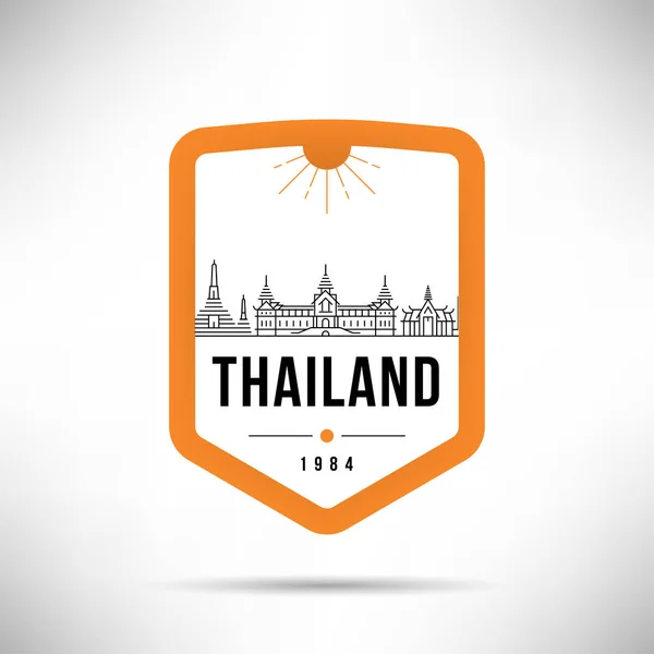 Minimalne Panoramę Liniowy Projekt Typograficzny Tajlandia — Wektor stockowy
