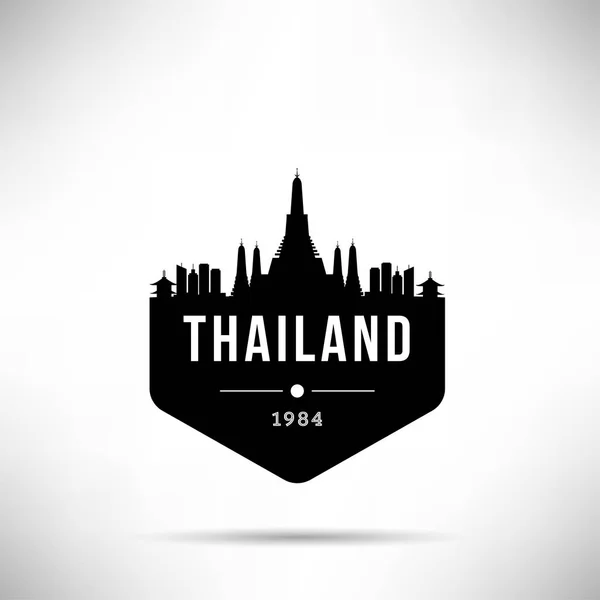 Minimal City Linear Skyline Typographic Design Thailand — Stock Vector