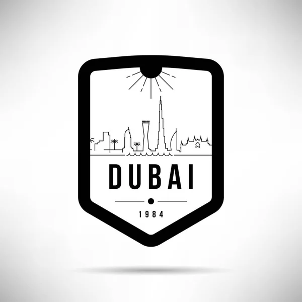 Tipografik Tasarım Dubai Ile Çok Şehir Doğrusal Manzarası — Stok Vektör