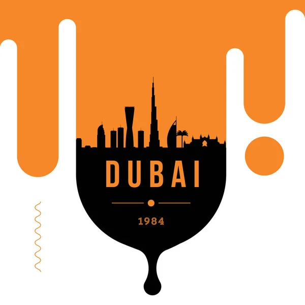 Minimal City Linear Skyline Typographic Design Dubai — Stock Vector