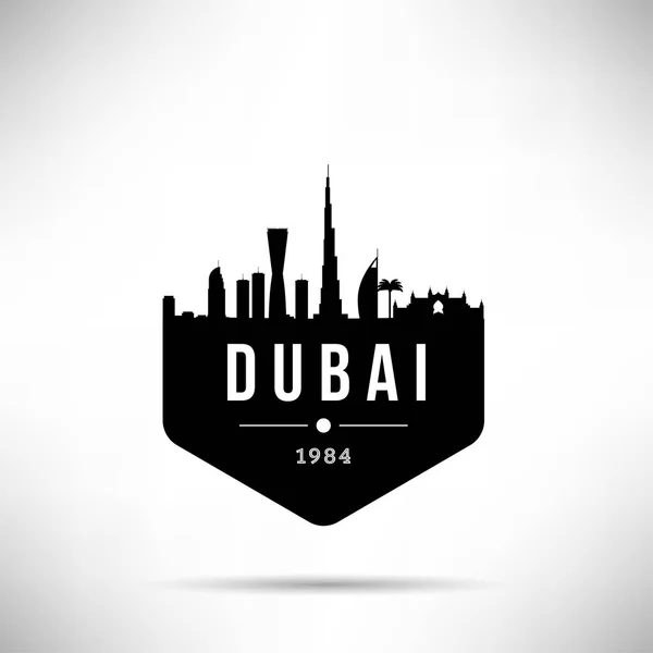 Ciudad Minimalista Horizonte Lineal Con Diseño Tipográfico Dubai — Vector de stock