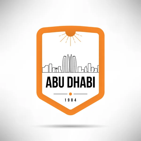 Minimale Stadt Lineare Skyline Mit Typografischem Design Abu Dhabi — Stockvektor