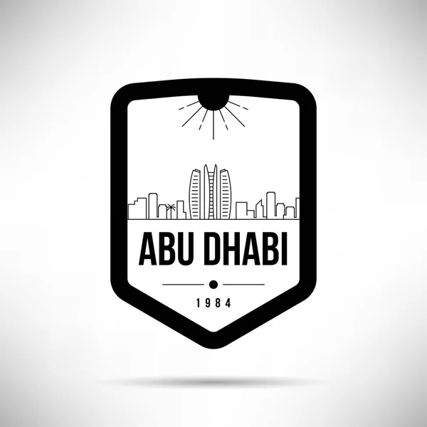 Minimale Stadt Lineare Skyline Mit Typografischem Design Abu Dhabi — Stockvektor