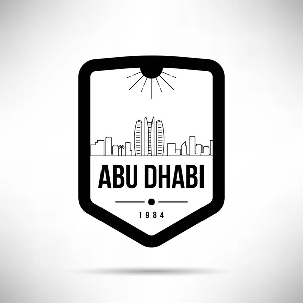 Skyline Lineare Minimale Della Città Con Design Tipografico Abu Dhabi — Vettoriale Stock