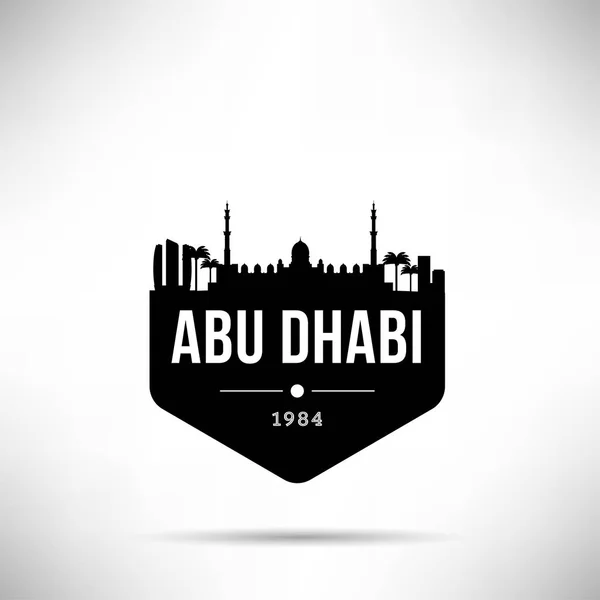 Skyline Lineare Minimale Della Città Con Design Tipografico Abu Dhabi — Vettoriale Stock