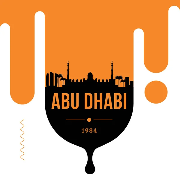 Skyline Linear Cidade Mínima Com Design Tipográfico Abu Dhabi — Vetor de Stock