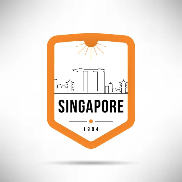 Minimální Lineární Panorama Typografickým Designem Singapur — Stockový vektor