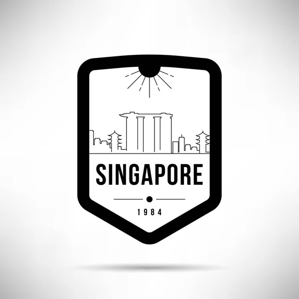 Ciudad Minimalista Horizonte Lineal Con Diseño Tipográfico Singapur — Vector de stock