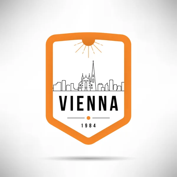 Skyline Linéaire Ville Minime Avec Design Typographique Vienne — Image vectorielle