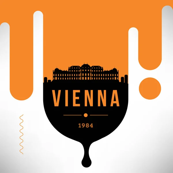 Minimalne Panoramę Liniowy Projekt Typograficzny Vienna — Wektor stockowy