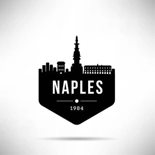 Skyline Linéaire Ville Minime Avec Design Typographique Naples — Image vectorielle