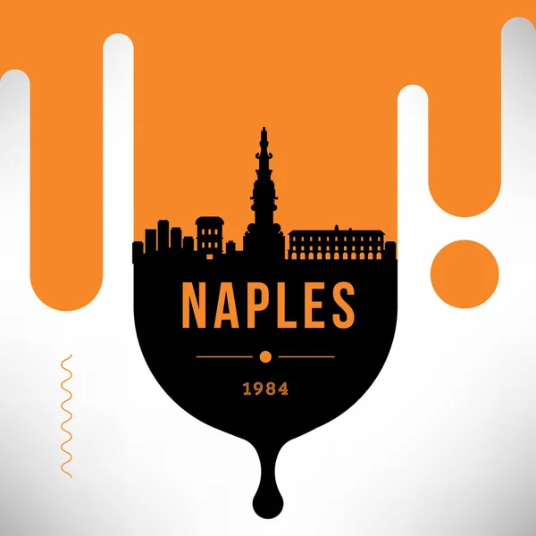 Minimal City Linear Skyline Typographic Design Naples — Stock Vector