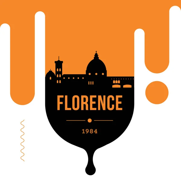 Minimal City Linear Skyline Typographic Design Florence — Stock Vector