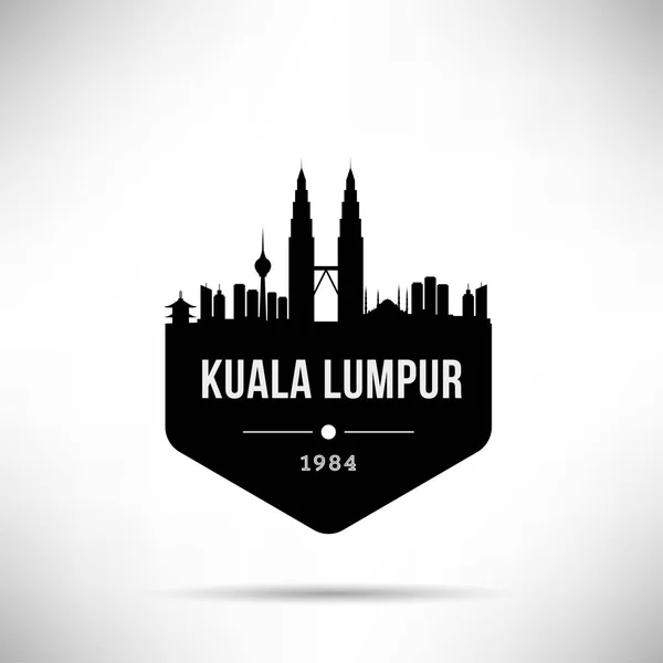 Minimal Linjär Stadssilhuetten Med Typografisk Design Kuala Lumpur — Stock vektor