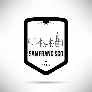 Doğrusal en az şehir manzarası ile tipografik tasarım, San Francisco 