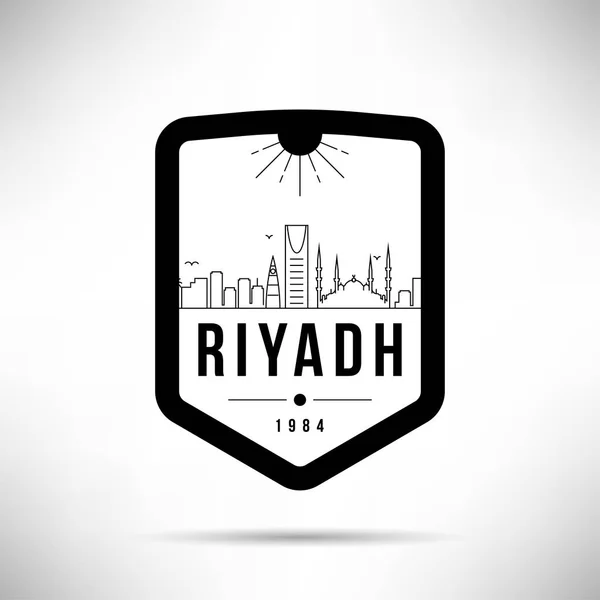 Skyline Lineare Della Città Minimale Con Design Tipografico Riyadh — Vettoriale Stock