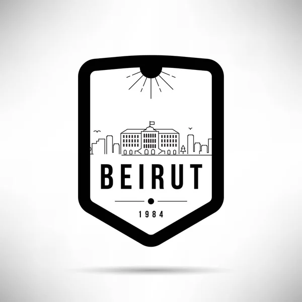 最小的城市线性天际线与排版设计 贝鲁特 — 图库矢量图片
