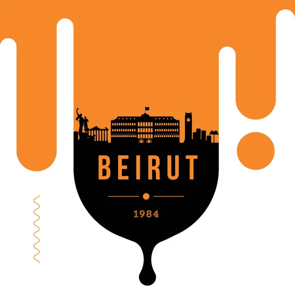 Skyline Lineal Ciudad Mínima Con Diseño Tipográfico Beirut — Vector de stock