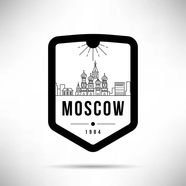 Minimal City Linear Skyline Typographic Design Moscow — Stock Vector