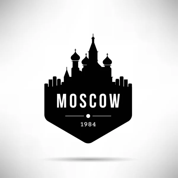 Minimal City Linear Skyline Typographic Design Moscow — Stock Vector