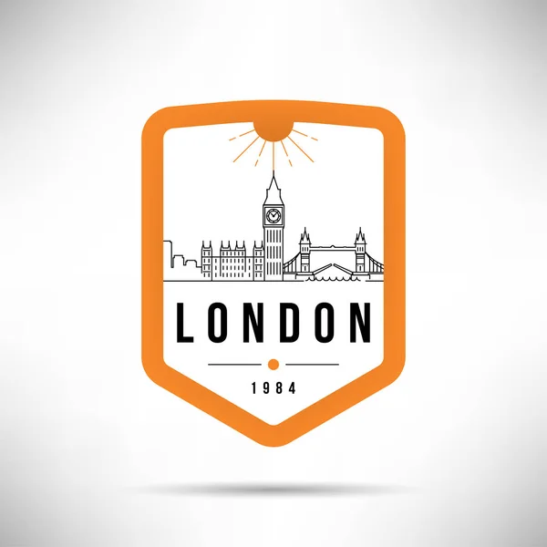 Skyline Linéaire Ville Minime Avec Design Typographique Londres — Image vectorielle