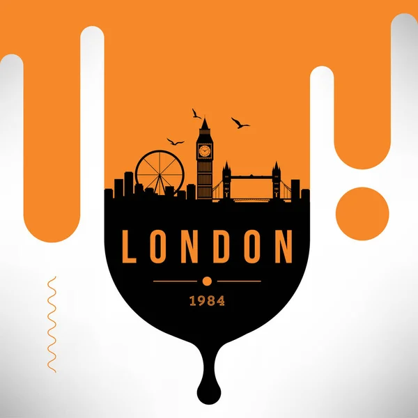 Ciudad Minimalista Horizonte Lineal Con Diseño Tipográfico Londres — Vector de stock