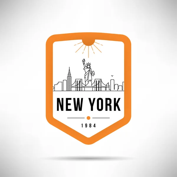 Ciudad Minimalista Horizonte Lineal Con Diseño Tipográfico Nueva York — Vector de stock