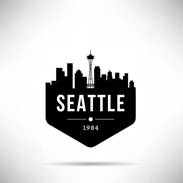 Skyline Linear Cidade Mínima Com Design Tipográfico Seattle —  Vetores de Stock