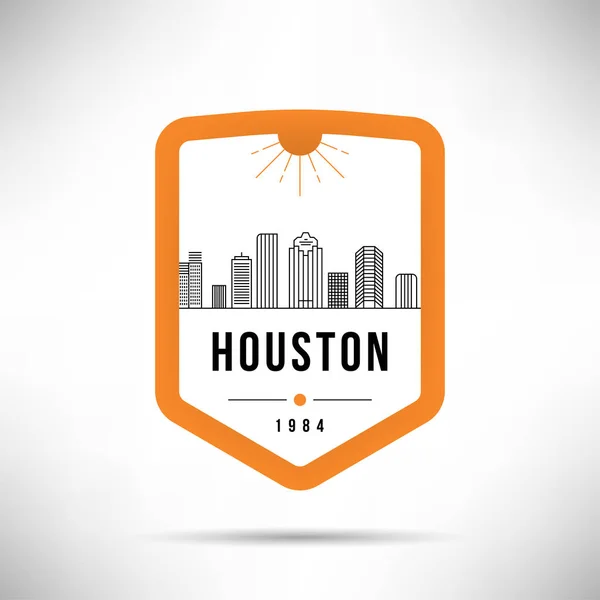 Skyline Lineare Minimale Della Città Con Design Tipografico Houston — Vettoriale Stock