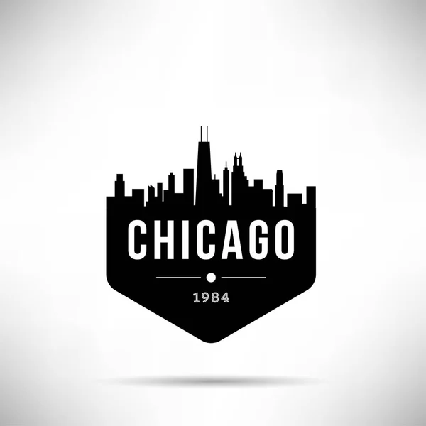 Skyline Linéaire Ville Minime Avec Design Typographique Chicago — Image vectorielle