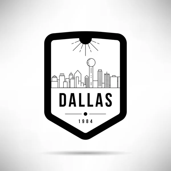 Skyline Lineare Minimale Della Città Con Design Tipografico Dallas — Vettoriale Stock