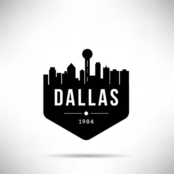 Skyline Linear Cidade Mínima Com Design Tipográfico Dallas —  Vetores de Stock