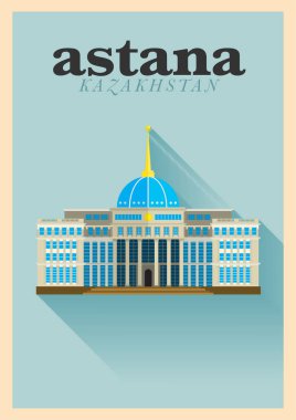 Kazakistan, Astana şehir, vektör simgesel yapı tasarımı 