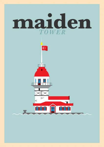 Landmark Design Istanbul Turkey Maiden Tower Vector — Stock Vector