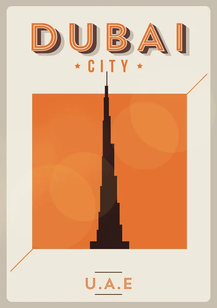 Landmark Ontwerp Van Dubai Stad Burj Khalifa Toren Verenigde Arabische — Stockvector