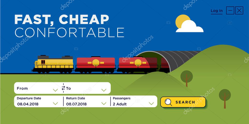 Train modern style linear, vector illustration
