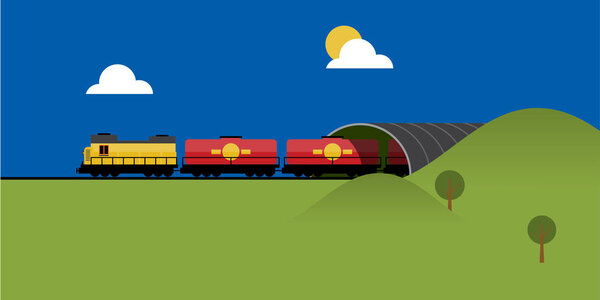 поезд в современном стиле линейный, векторная иллюстрация
