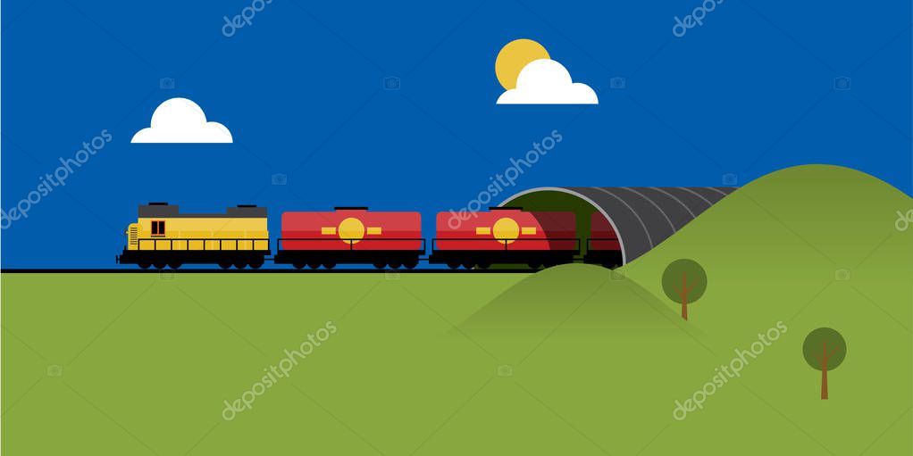 Train modern style linear, vector illustration