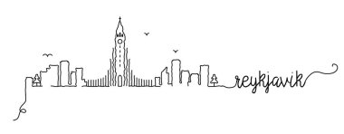 Reykjavik Şehir Skyline Doodle İşareti