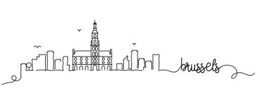 Brüksel Şehir Skyline Doodle İşareti