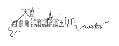 Ekvador Şehir Skyline Doodle İşareti