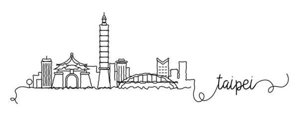 Signo de doodle Skyline de la ciudad de Taipéi — Vector de stock