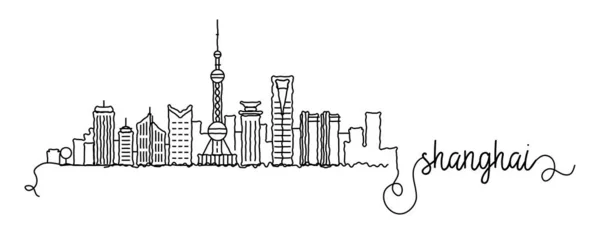 Şangay City Skyline Doodle İşareti — Stok Vektör