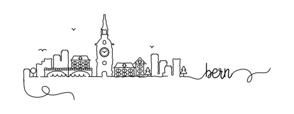 Bern stad skyline doodle teken — Stockvector